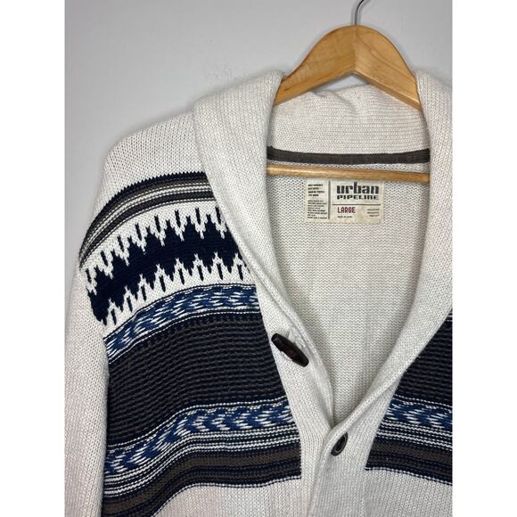 Urban Pipeline Size Large Cardigan Sweater Collar White, Brown, Black, Blue - Picture 2 of 5